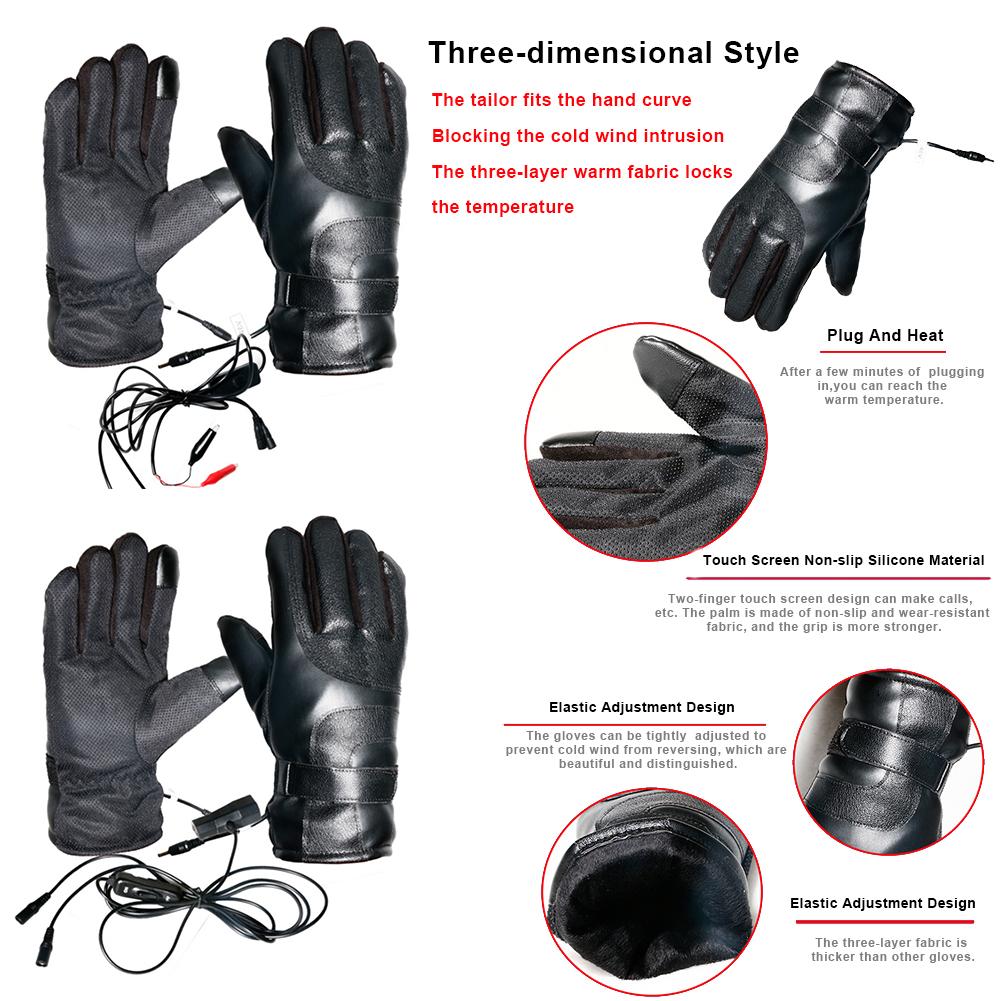 Rechargeable Motorcycle Heated Gloves with Touchscreen 12V Unisex Non-Slip Palm