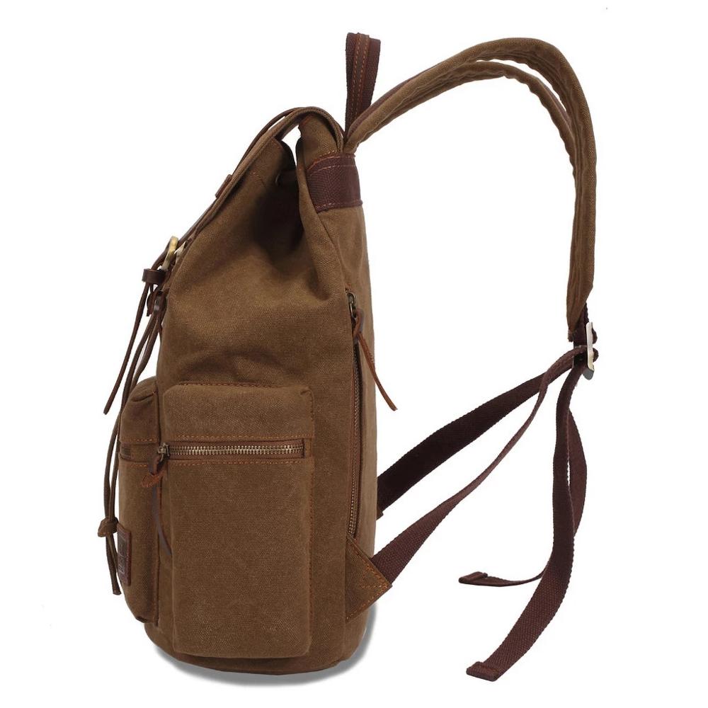 Vintage Waterproof Canvas Rucksack Backpack with Adjustable Straps - Durable Outdoor Travel Bag