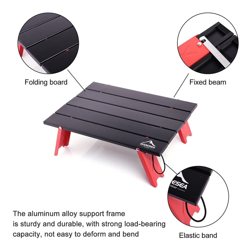 WIDESEA Portable Camping Table - Mini Ultra-Light Foldable Aluminum Alloy Table for Outdoor Picnics and BBQs