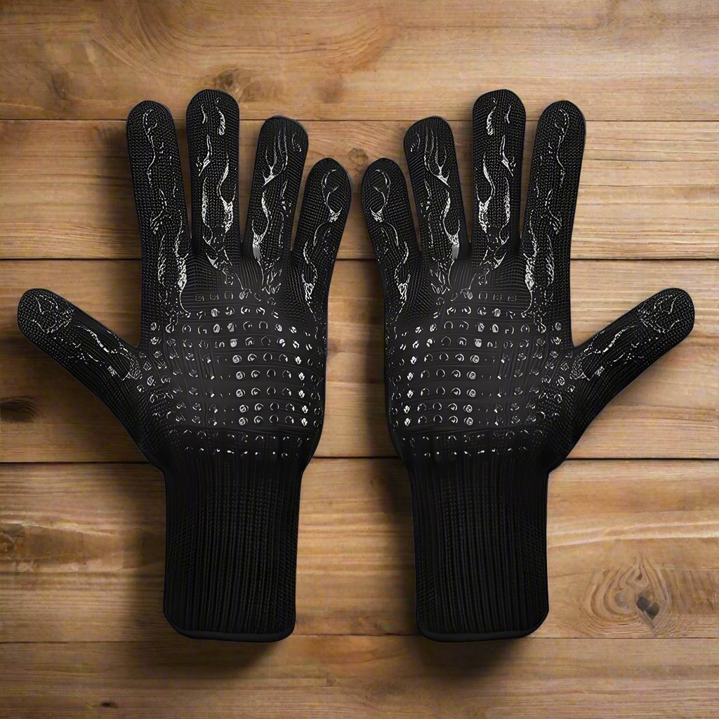 VERHALLE BBQ High Temperature Fireproof Gloves resisting up to 800 Degrees Aramid 1313 and Deyan+ cotton+ silicone Gloves for Heat Protection