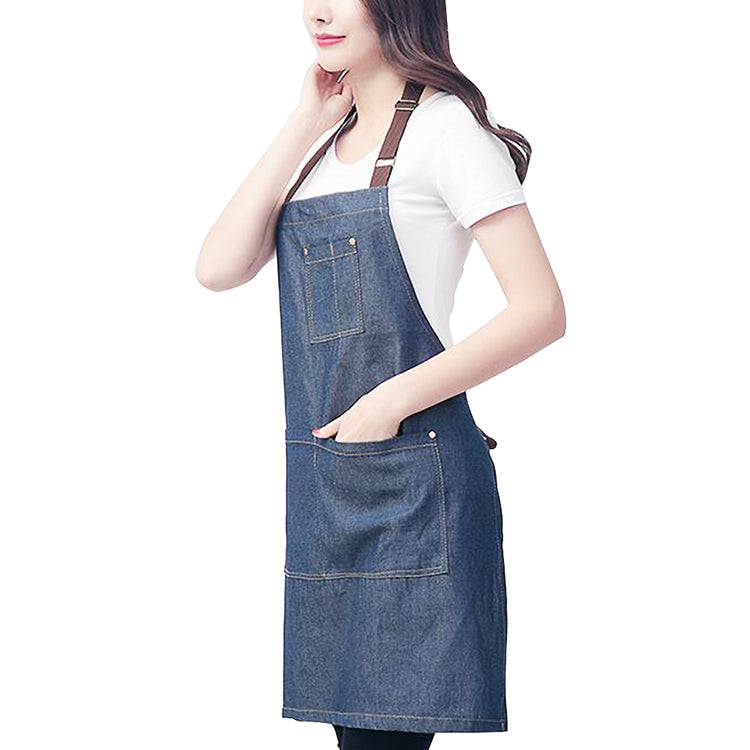 Denim Apron with Pocket Hanging Neck Women Men Kitchen Hotel Coffee Shop Bakery Waiter chef uniforms Aprons Drop Shipping - Ivy & Arrow Supply Co.