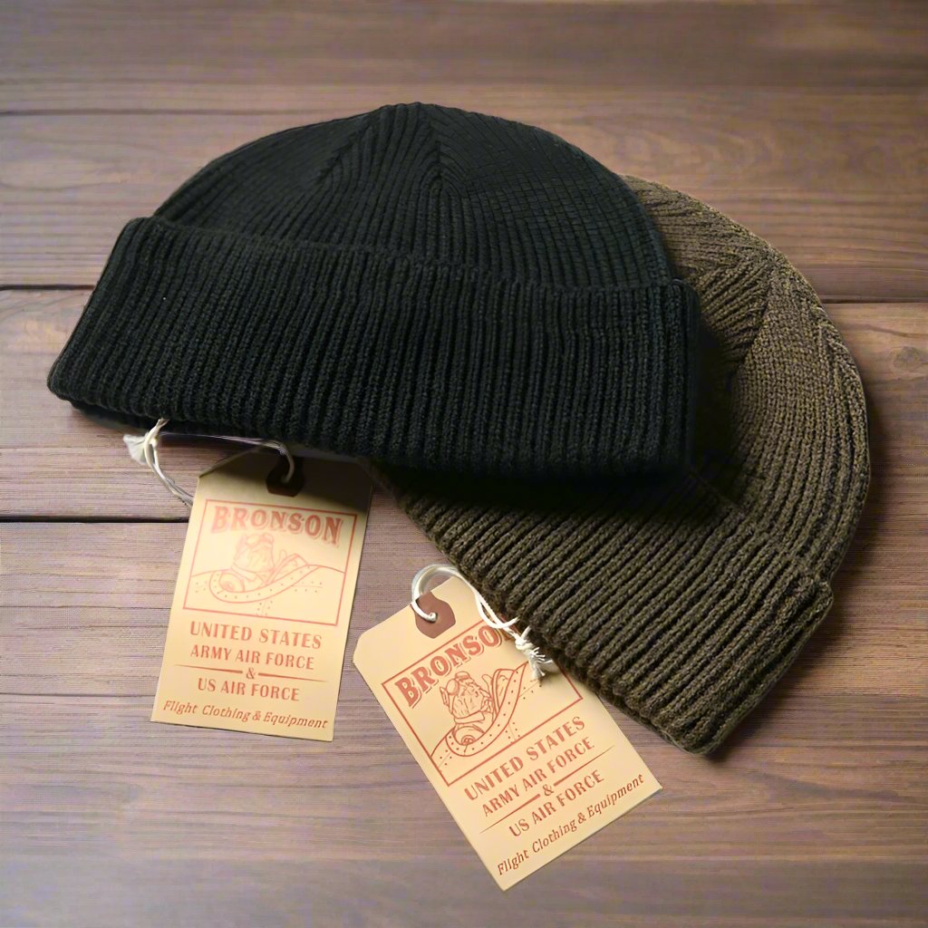 Bronson WW2 USAF A-4 Thick Wool Knit Beanie Cap 80% Wool 20% Polyester