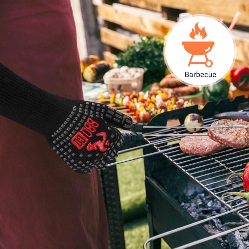 INKBIRD BBQ Extreme Heat Resistant Non-slip Grilling Gloves Unisex 1472°F Heat Protection Extra Arm Coverage Ideal for Barbecuing Grilling Baking Woodworking Welding