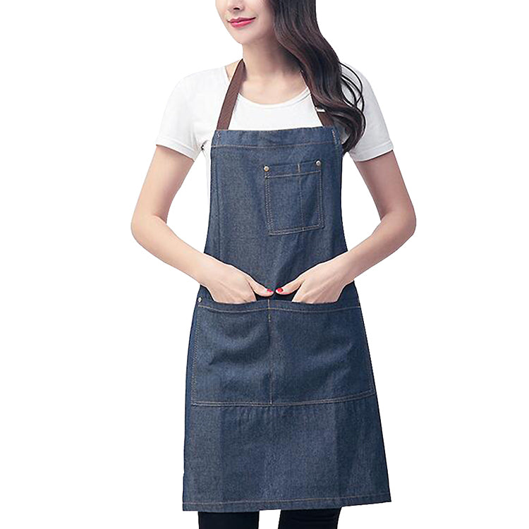 Denim Apron with Pocket Hanging Neck Women Men Kitchen Hotel Coffee Shop Bakery Waiter chef uniforms Aprons Drop Shipping - Ivy & Arrow Supply Co.