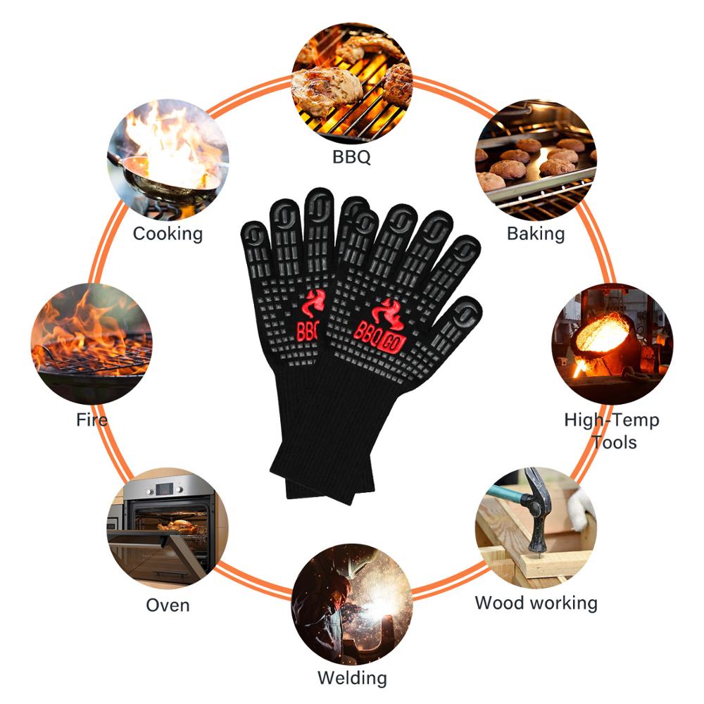 INKBIRD BBQ Extreme Heat Resistant Non-slip Grilling Gloves Unisex 1472°F Heat Protection Extra Arm Coverage Ideal for Barbecuing Grilling Baking Woodworking Welding