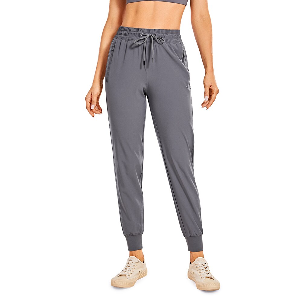 LA-Star Women's Lightweight Elastic Waist Jogger Pants with Zipper Closure Pockets