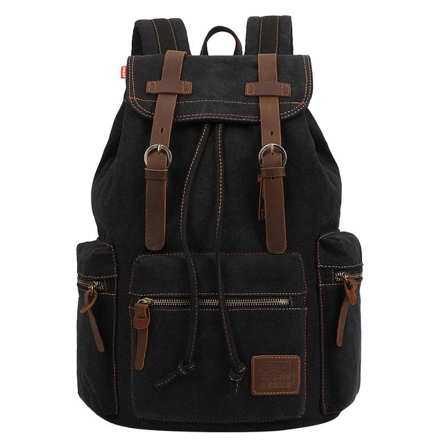 Vintage Waterproof Canvas Rucksack Backpack with Adjustable Straps - Durable Outdoor Travel Bag