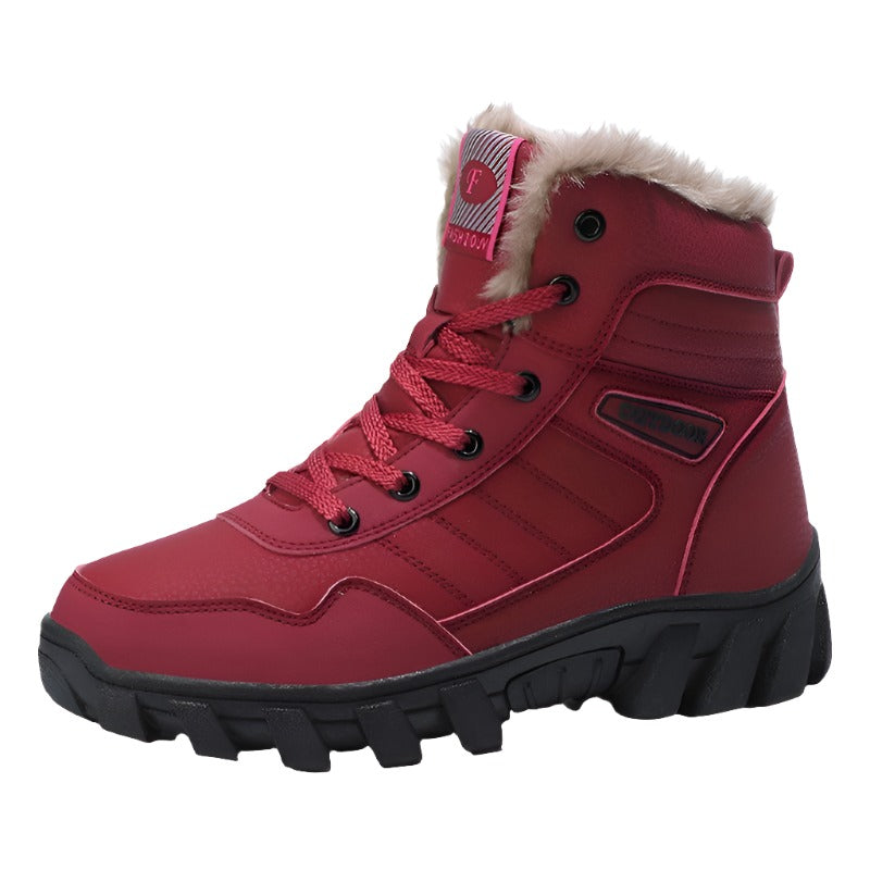 Women's Hiking Boots with Plush Fur Lining and Lace-Up Closure