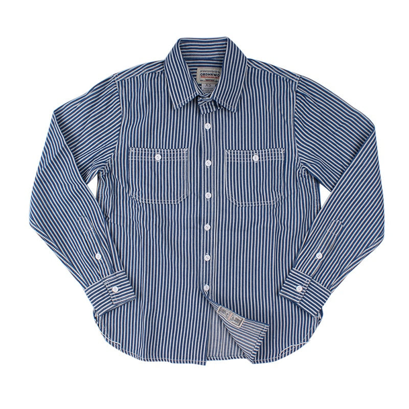 Men's Vintage Striped Long Sleeve 100% Pre-shrunk Cotton Slim Fit Shirt - Timeless Western Workwear Style