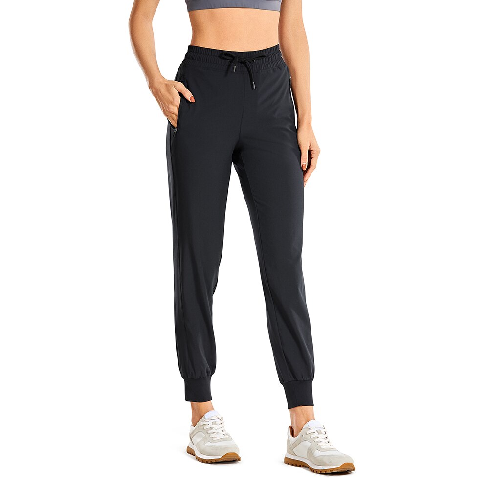 LA-Star Women's Lightweight Elastic Waist Jogger Pants with Zipper Closure Pockets