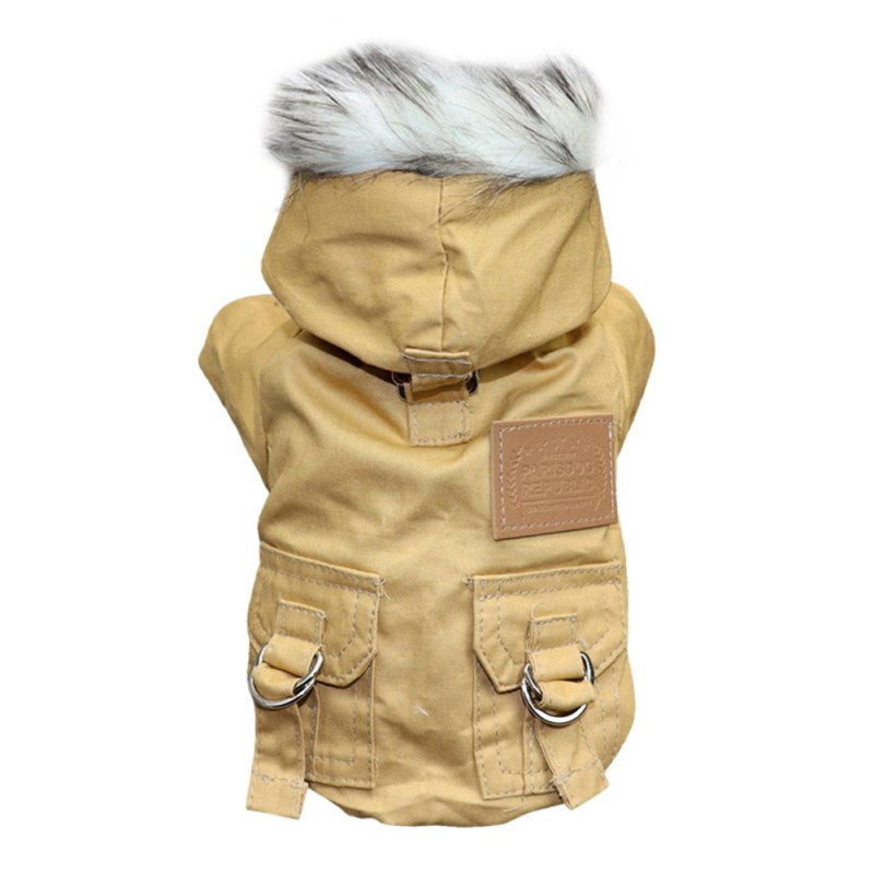 Windproof Dog Hoodie Jacket with Plush Liner - Snap Buttons for Easy On/Off - Available in 6 Sizes