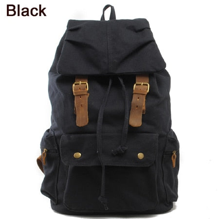 MUNUKI Vintage Lightweight Leather Canvas Backpack - Spacious 20-35 Liter Capacity