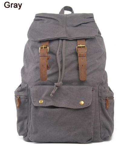 MUNUKI Vintage Lightweight Leather Canvas Backpack - Spacious 20-35 Liter Capacity