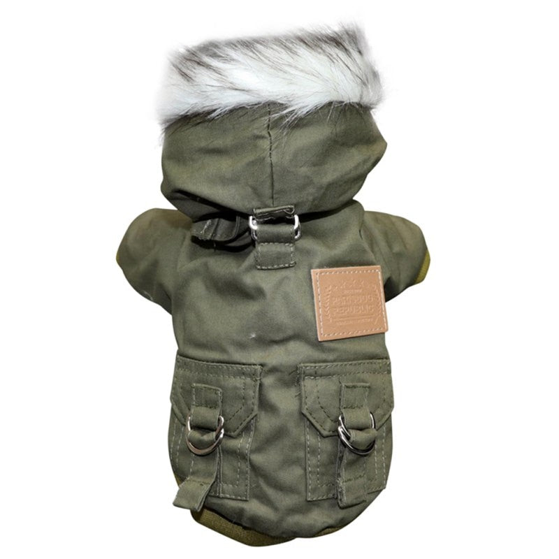 Windproof Dog Hoodie Jacket with Plush Liner - Snap Buttons for Easy On/Off - Available in 6 Sizes