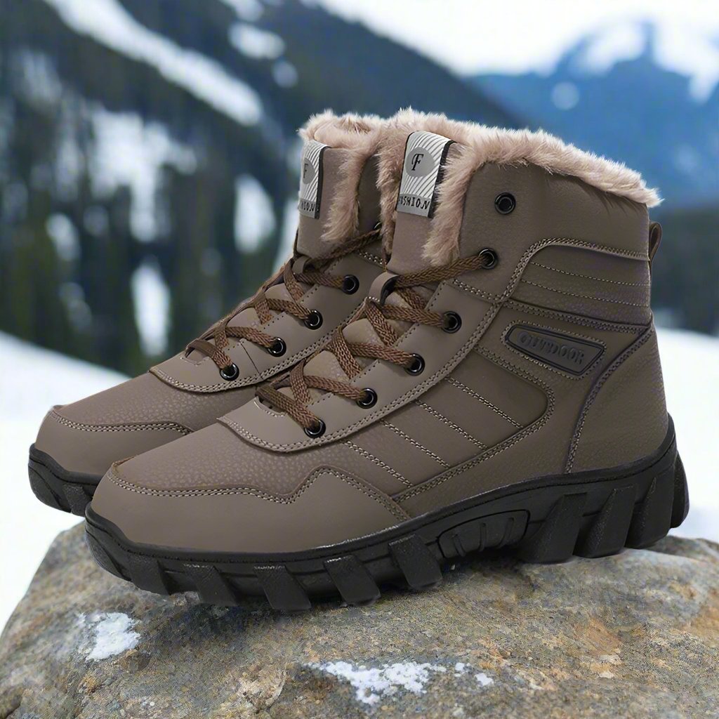 Women's Hiking Boots with Plush Fur Lining and Lace-Up Closure