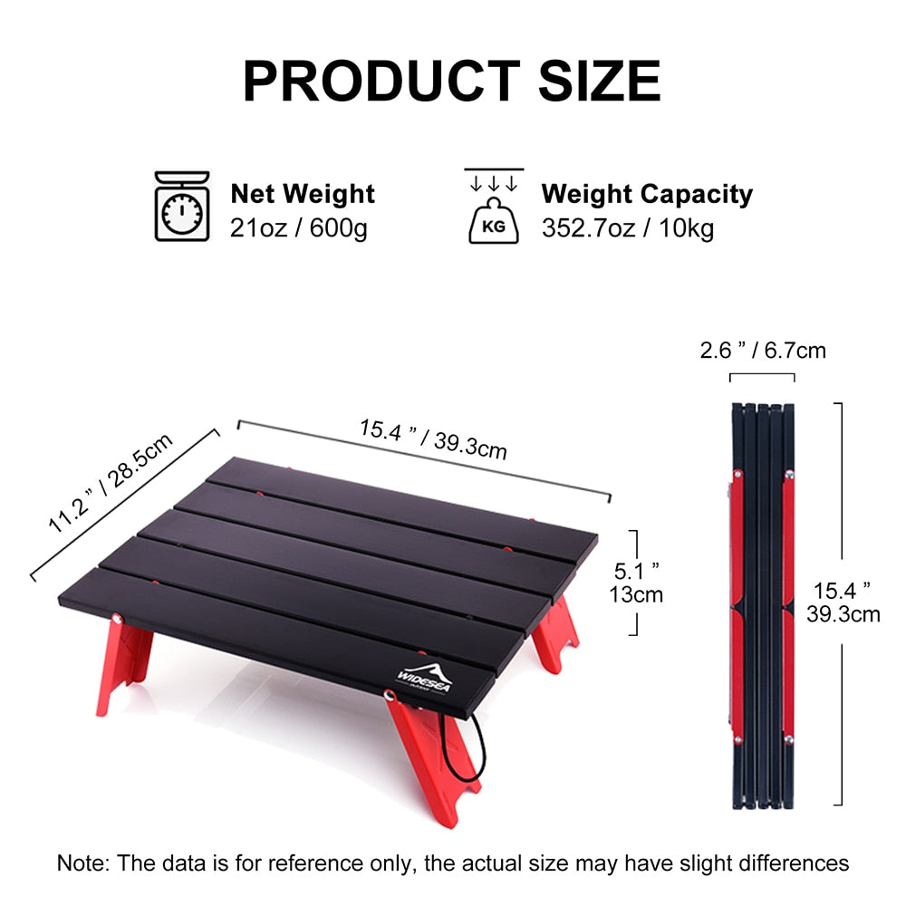 WIDESEA Portable Camping Table - Mini Ultra-Light Foldable Aluminum Alloy Table for Outdoor Picnics and BBQs