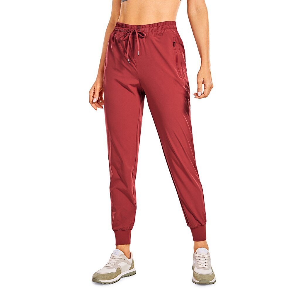 LA-Star Women's Lightweight Elastic Waist Jogger Pants with Zipper Closure Pockets