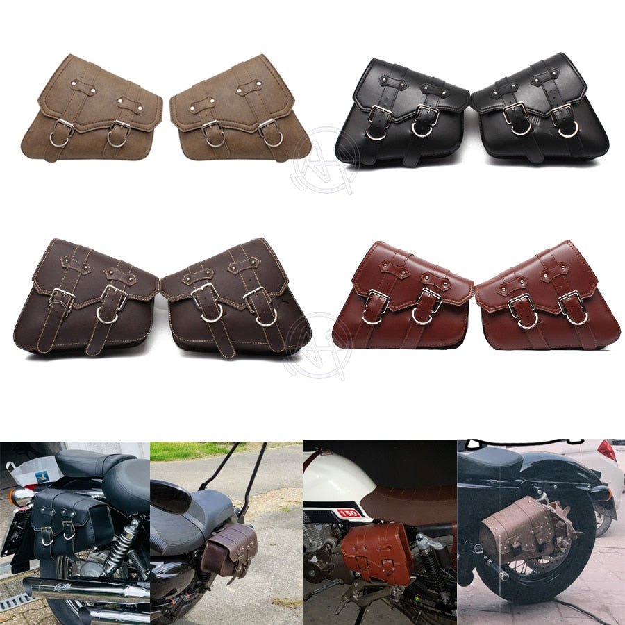 Durable Motorcycle PU Leather Saddle Bag - High-Quality Accessory for Honda Suzuki Harley Sportsters XL883 or XL1200