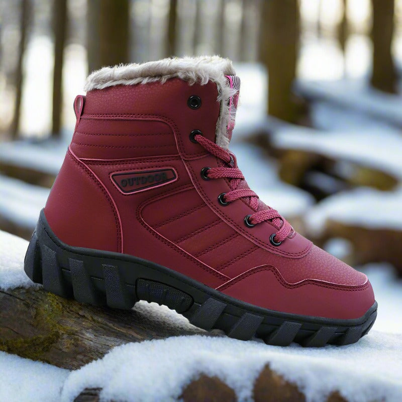 Women's Hiking Boots with Plush Fur Lining and Lace-Up Closure