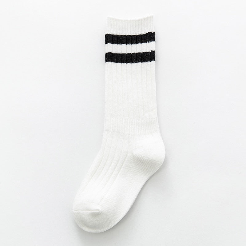 Kids Breathable Sweat-absorbent Deodorizing Striped Socks - Available in Four Sizes for Kids 1-12 Years Old