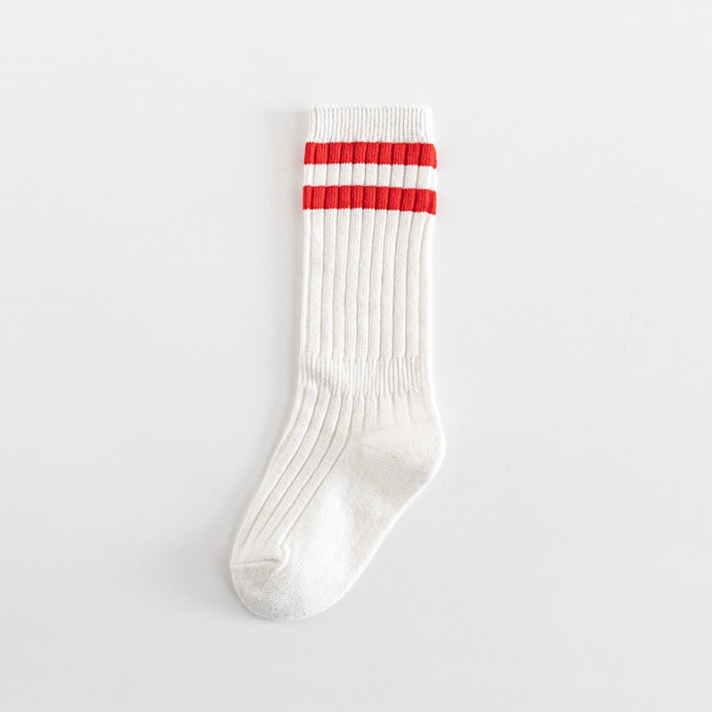 Kids Breathable Sweat-absorbent Deodorizing Striped Socks - Available in Four Sizes for Kids 1-12 Years Old