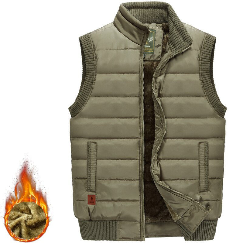 Men's Durable Fleece Waistcoat Vest - Polyester Turn-Down Collar Zipper Closure Pockets for Easy Storage