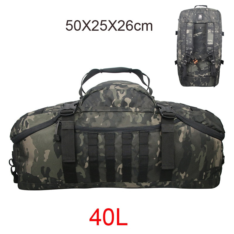 40L 60L Outdoor Tactical Waterproof Rucksack Backpack Collapsible - 600D Polyester 3 Modes of Carry Zippered Pocket