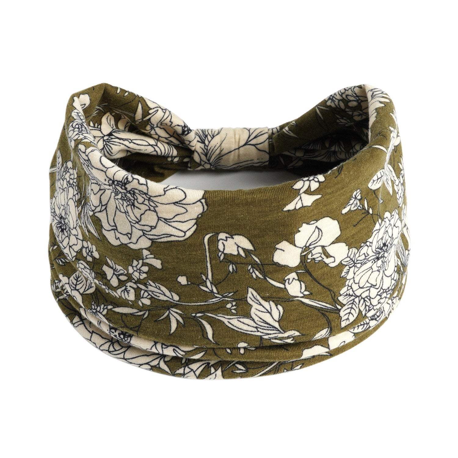 Women's Floral Headwrap Bandana in Cotton Stretch Blend - Elastic Hair Ribbons - Turban Headwear Bandage