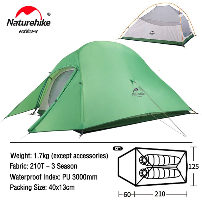 Naturehike Ultralight Waterproof Camping Tent - High Quality Polyester Fabric Double-Layered 1-3 Person Capacity