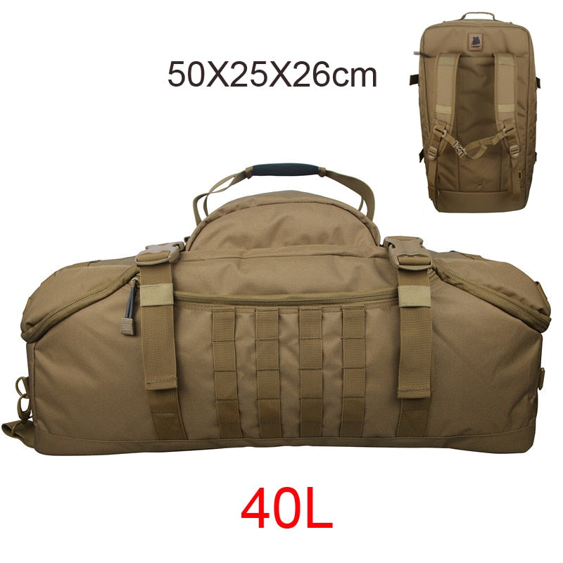 40L 60L Outdoor Tactical Waterproof Rucksack Backpack Collapsible - 600D Polyester 3 Modes of Carry Zippered Pocket