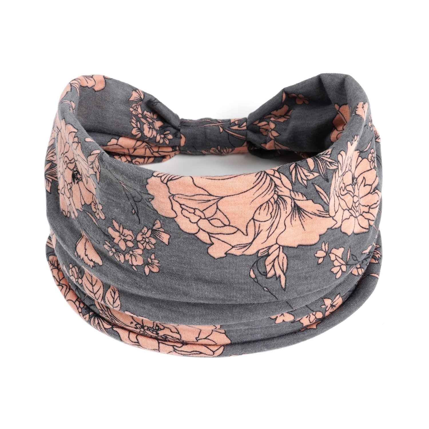 Women's Floral Headwrap Bandana in Cotton Stretch Blend - Elastic Hair Ribbons - Turban Headwear Bandage