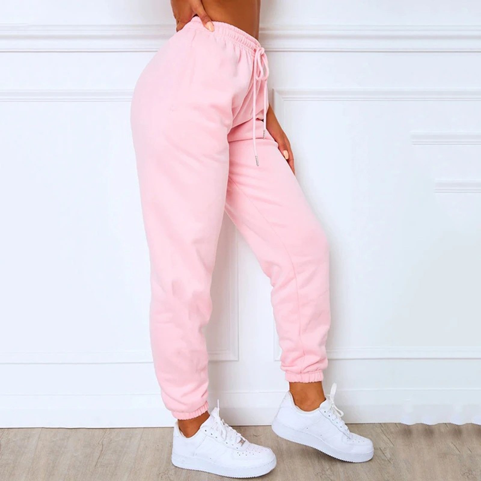 High Waisted Women's Fitness Sweatpants with Cargo Pockets and Drawstring - Stylish and Functional Athletic Pants