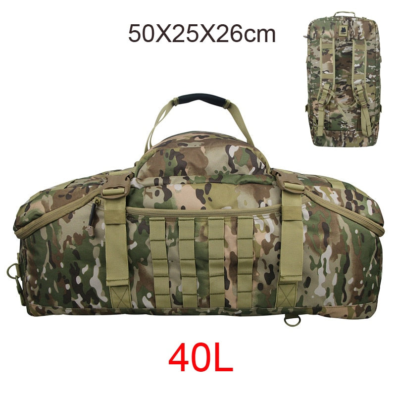 40L 60L Outdoor Tactical Waterproof Rucksack Backpack Collapsible - 600D Polyester 3 Modes of Carry Zippered Pocket