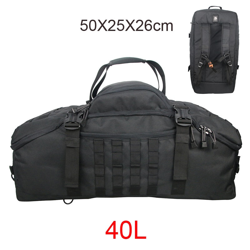 40L 60L Outdoor Tactical Waterproof Rucksack Backpack Collapsible - 600D Polyester 3 Modes of Carry Zippered Pocket