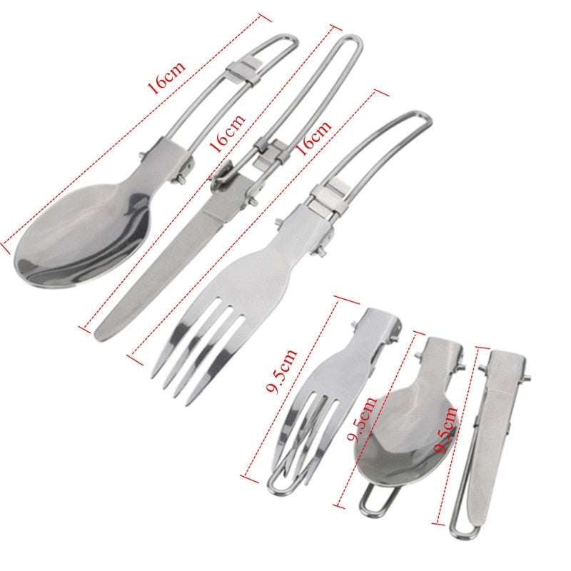 Ultralight Aluminum Camping Cookware Set with Foldable Handles and Essential Utensils for 1-2 People