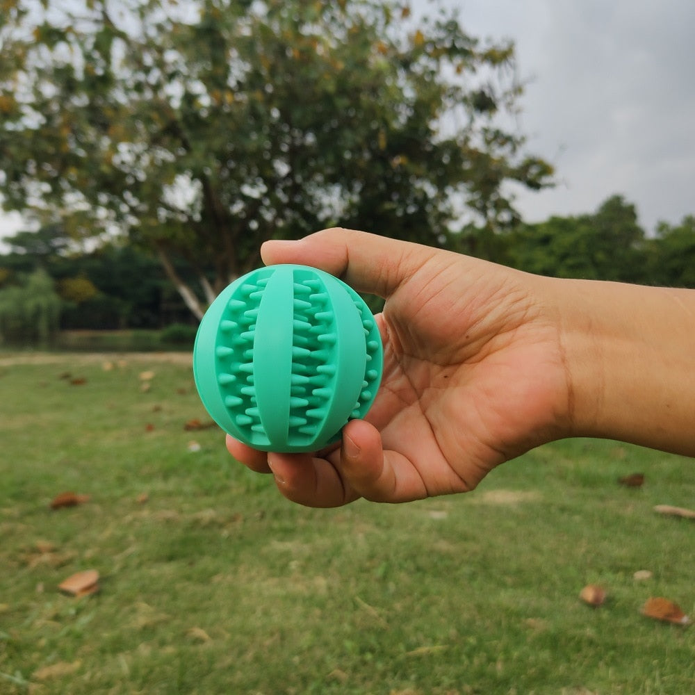 Rubber Ball Interactive Dog Toy Treat Dispenser - Bite Resistant and IQ Puzzle for Mental Stimulation