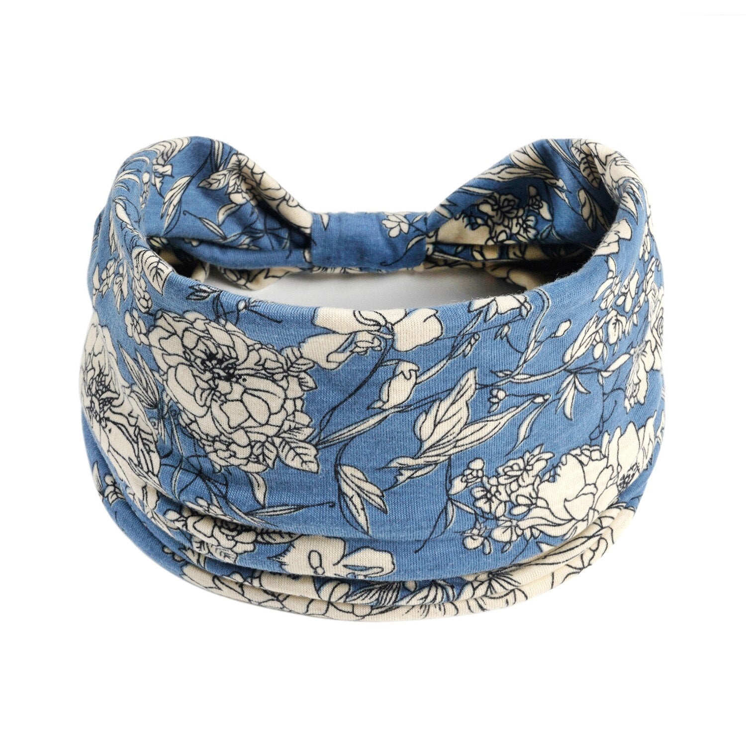 Women's Floral Headwrap Bandana in Cotton Stretch Blend - Elastic Hair Ribbons - Turban Headwear Bandage