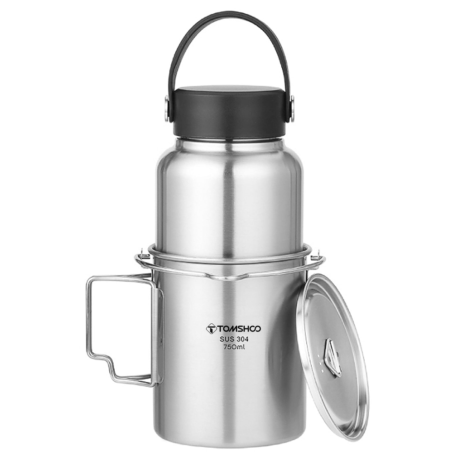 Portable Foldable Stainless Steel Leakproof Water Bottle Coffee Mug 750ML 1050ML Ideal for Outdoor Camping Boiling Water Compatible Durable and Conveniently Portable