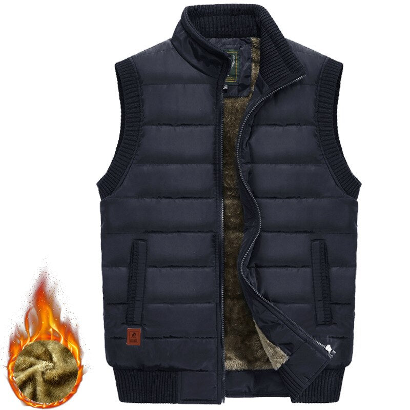 Men's Durable Fleece Waistcoat Vest - Polyester Turn-Down Collar Zipper Closure Pockets for Easy Storage