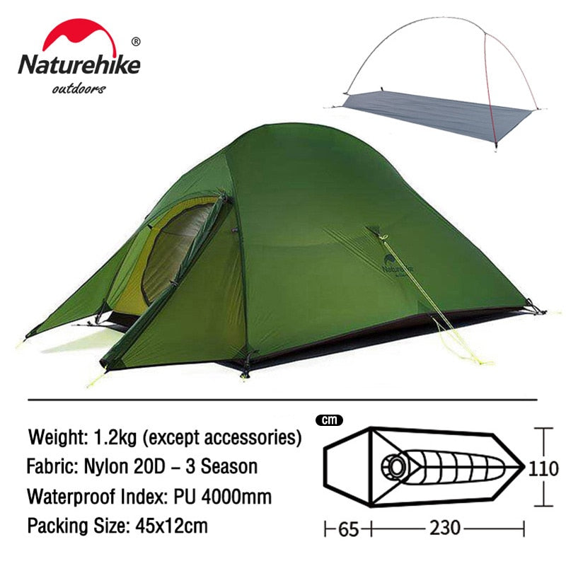 Naturehike Ultralight Waterproof Camping Tent - High Quality Polyester Fabric Double-Layered 1-3 Person Capacity