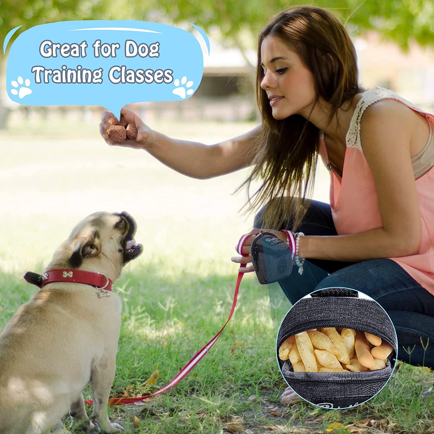 Multifunctional Pet Treat Dispenser Leash Poop Bag - Durable Material for Dog Training and Outdoor Use