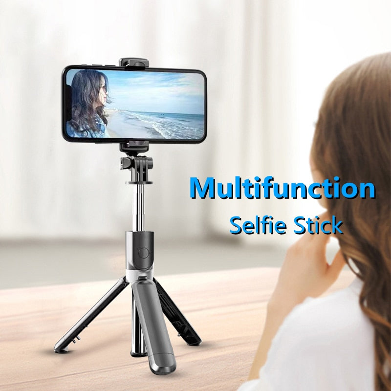 Versatile Selfie Stick Tripod with Remote Control and Adjustable Cell Phone Holder for iPhone and Samsung Models