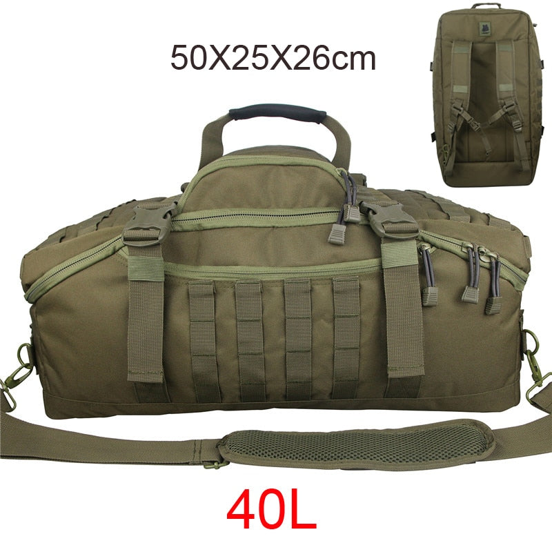 40L 60L Outdoor Tactical Waterproof Rucksack Backpack Collapsible - 600D Polyester 3 Modes of Carry Zippered Pocket