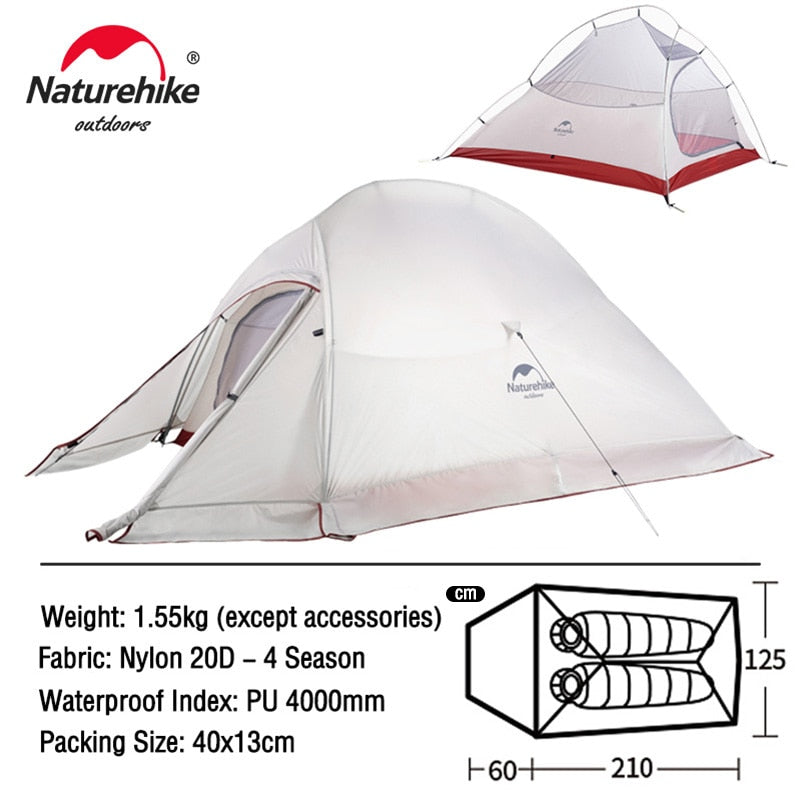 Naturehike Ultralight Waterproof Camping Tent - High Quality Polyester Fabric Double-Layered 1-3 Person Capacity