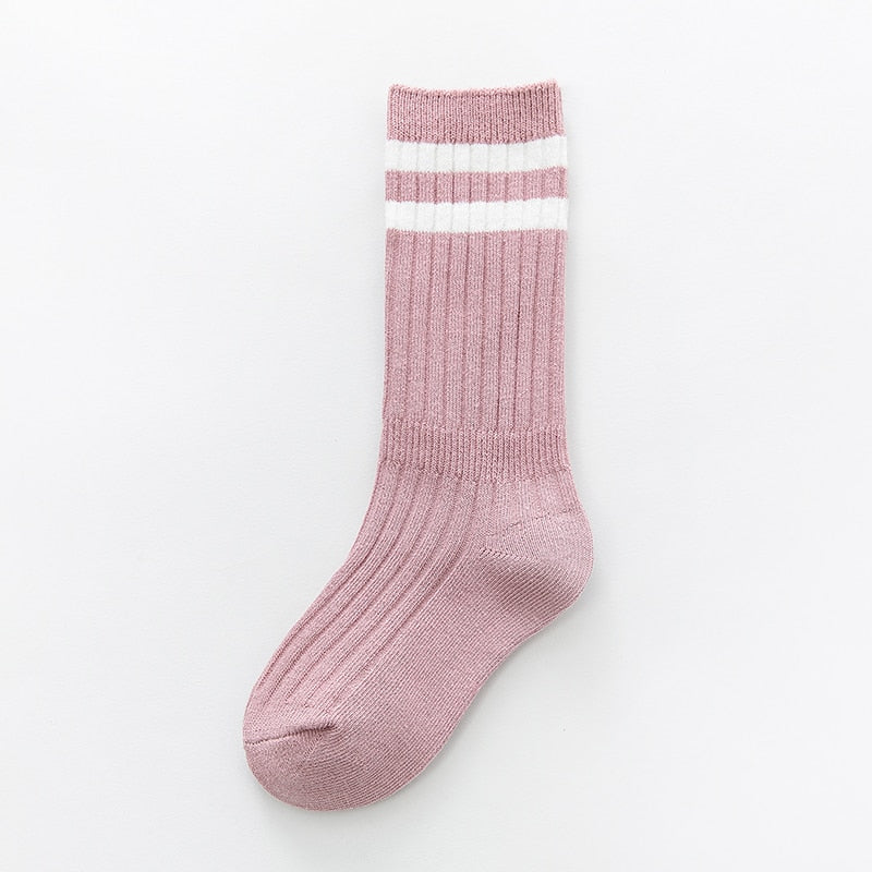 Kids Breathable Sweat-absorbent Deodorizing Striped Socks - Available in Four Sizes for Kids 1-12 Years Old