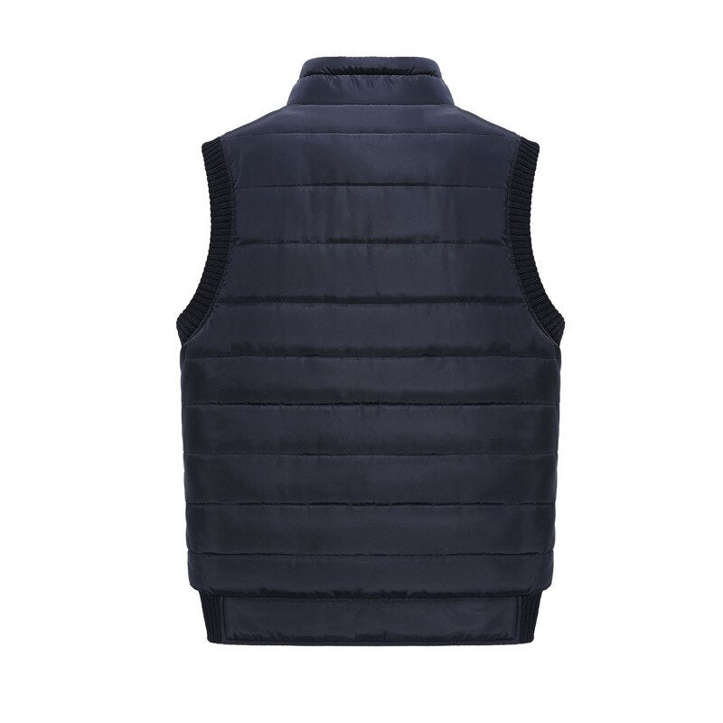 Men's Durable Fleece Waistcoat Vest - Polyester Turn-Down Collar Zipper Closure Pockets for Easy Storage