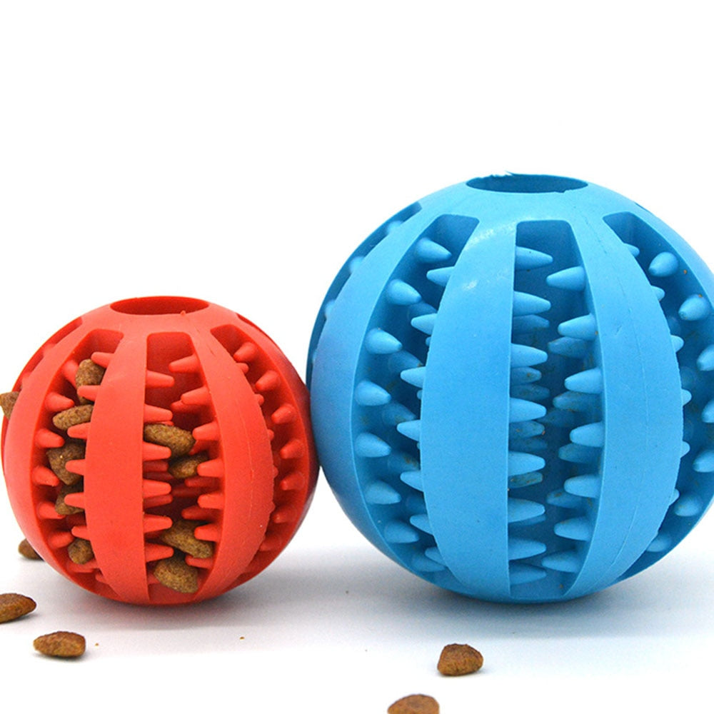 Rubber Ball Interactive Dog Toy Treat Dispenser - Bite Resistant and IQ Puzzle for Mental Stimulation