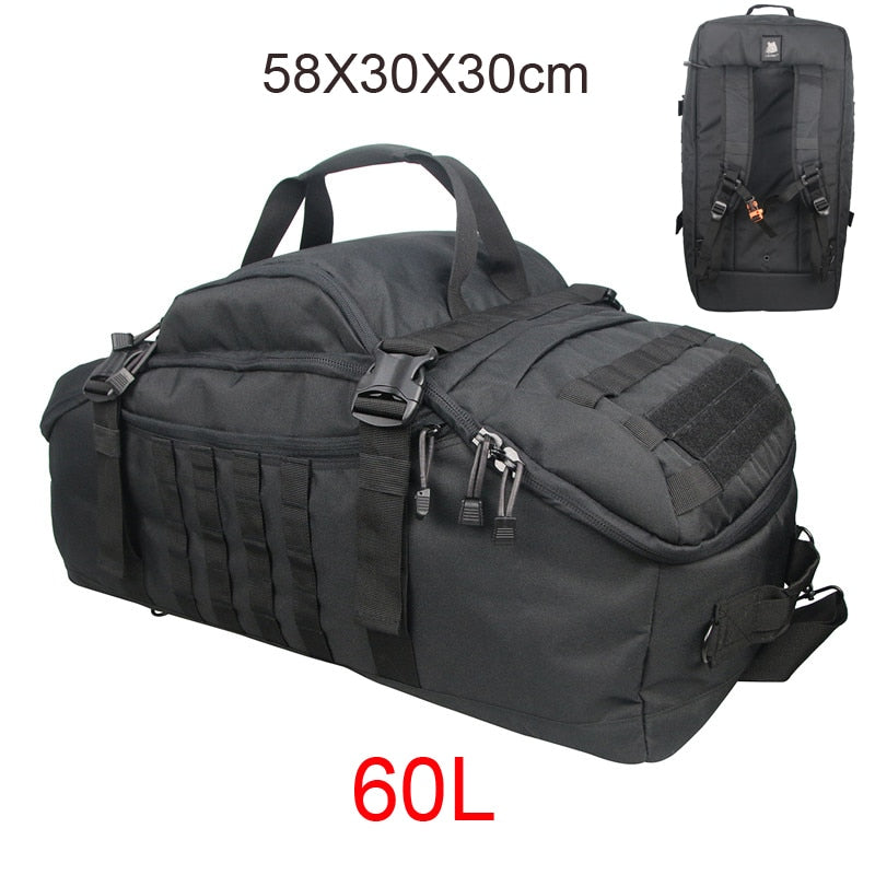 40L 60L Outdoor Tactical Waterproof Rucksack Backpack Collapsible - 600D Polyester 3 Modes of Carry Zippered Pocket