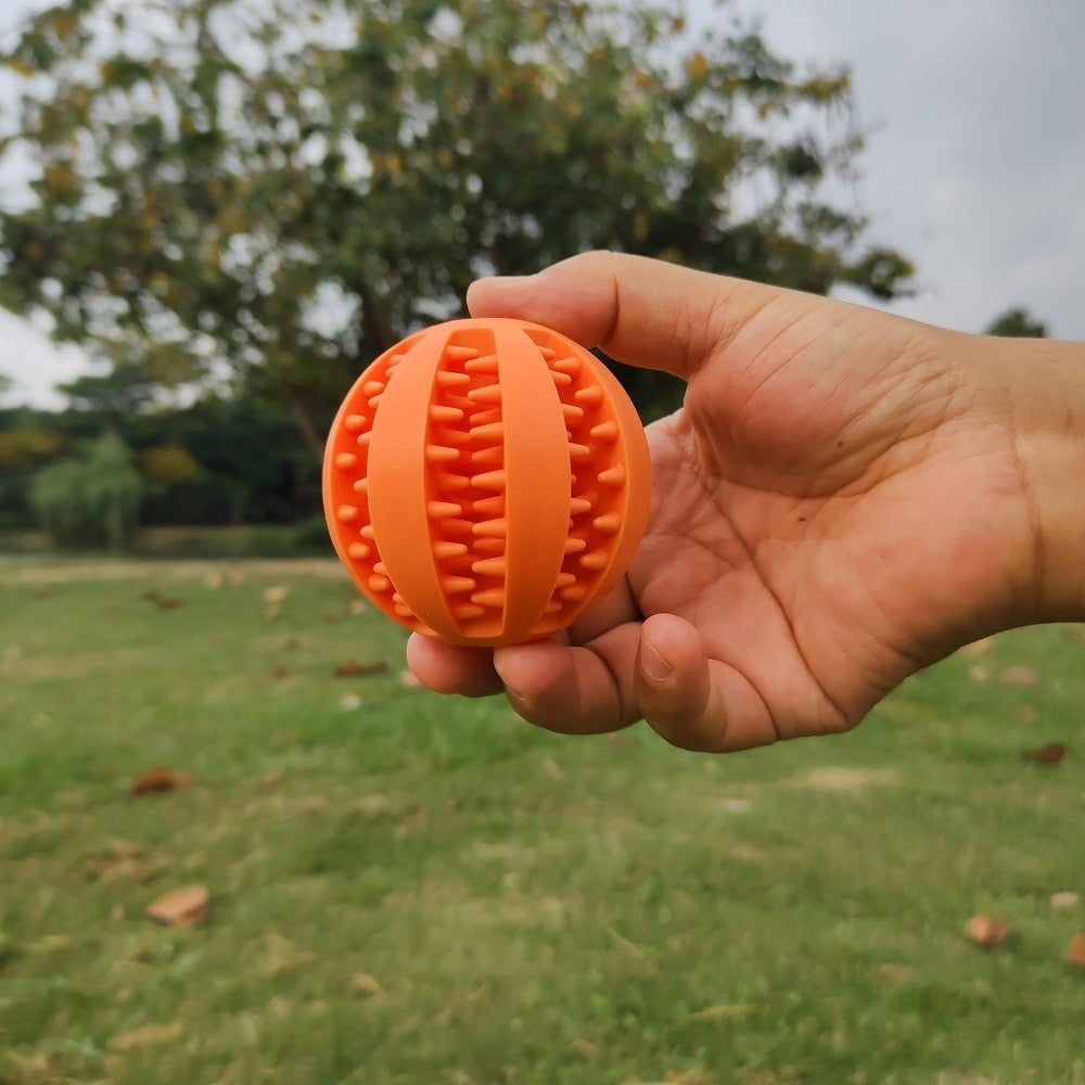 Rubber Ball Interactive Dog Toy Treat Dispenser - Bite Resistant and IQ Puzzle for Mental Stimulation