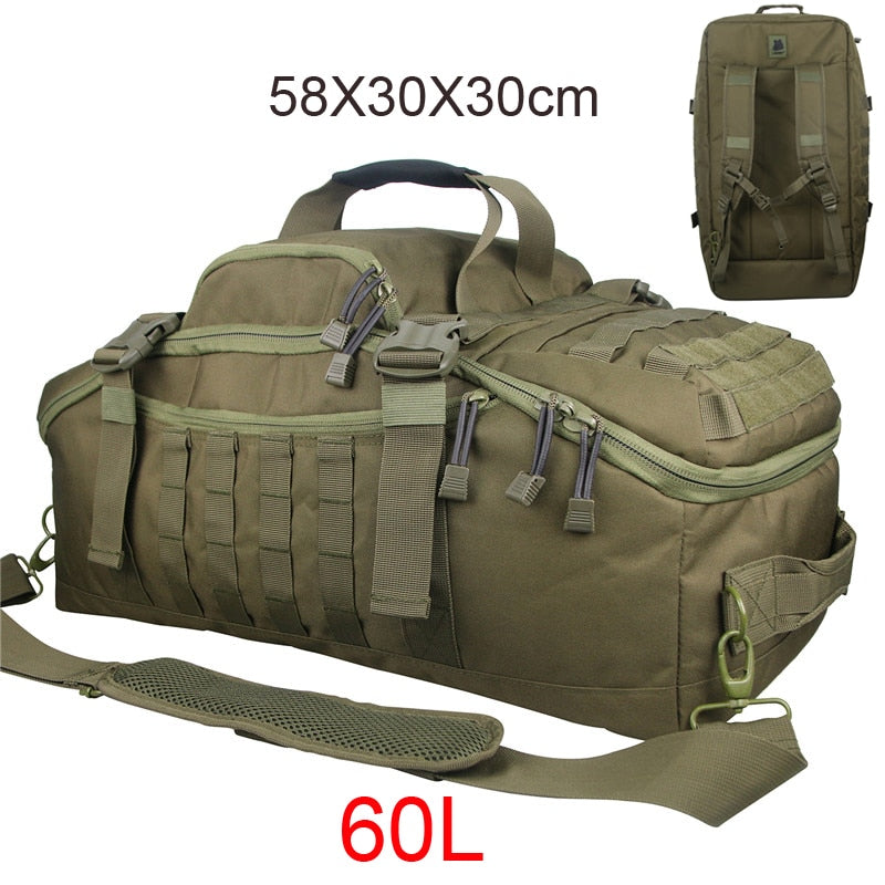 40L 60L Outdoor Tactical Waterproof Rucksack Backpack Collapsible - 600D Polyester 3 Modes of Carry Zippered Pocket